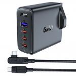Incarcator retea GaN Acefast A40 UK, 100W, 3xUSB-C 1xUSB-A, Cablu USB-C 2m inclus, Negru 2 - lerato.ro