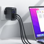 Incarcator retea GaN Acefast A40 UK, 100W, 3xUSB-C 1xUSB-A, Cablu USB-C 2m inclus, Negru 3 - lerato.ro