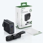 Incarcator retea GaN Acefast A40 UK, 100W, 3xUSB-C 1xUSB-A, Cablu USB-C 2m inclus, Negru 7 - lerato.ro