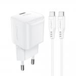 Incarcator retea GaN Acefast A73 Mini, 20W, USB-C, Quick Charging, Cablu USB-C inclus, Alb 2 - lerato.ro