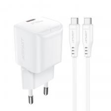 Incarcator retea GaN Acefast A77 Mini, 30W, USB-C, Quick Charging, Cablu USB-C inclus, Alb