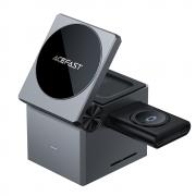 Statie de incarcare 3 in 1 Acefast E18 Rubik Cube, Compatibil MagSafe, Wireless Charging, 15W, USB-C, Gri