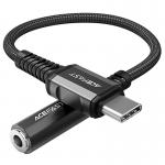 Cablu audio Acefast C1-07, USB-C tata la Jack 3.5mm mama, Convertor DAC integrat, Lungime 18cm, Negru 2 - lerato.ro