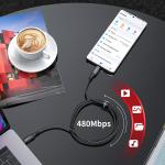 Cablu pentru incarcare si transfer de date Acefast C4-03, 2x USB-C, 100W, 5A, 480 Mbps, 2m, Negru 9 - lerato.ro