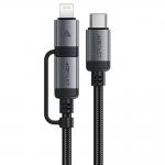 Cablu pentru incarcare si transfer de date Acefast C20-01, USB-C la USB-C / Lightning, 60W / 30W, 3A, 480 Mbps, 1.2m, Negru 2 - lerato.ro