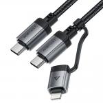 Cablu pentru incarcare si transfer de date Acefast C20-01, USB-C la USB-C / Lightning, 60W / 30W, 3A, 480 Mbps, 1.2m, Negru 3 - lerato.ro