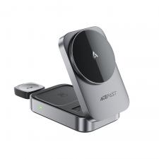 Stand incarcare 3-in-1 Acefast E22, Compatibil cu MagSafe, Putere maxima 22.5W, 3A, Intrare USB-C, Gri