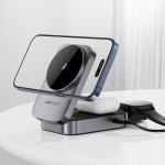 Stand incarcare 3-in-1 Acefast E22, Compatibil cu MagSafe, Putere maxima 22.5W, 3A, Intrare USB-C, Gri 6 - lerato.ro