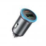 Incarcator auto Acefast B15, 1x USB-C, 1x USB-A, 65W, 3A, Fast Charging, Gri 2 - lerato.ro