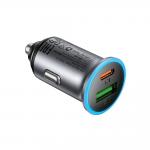 Incarcator auto Acefast B15, 1x USB-C, 1x USB-A, 65W, 3A, Fast Charging, Gri 3 - lerato.ro