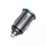 Incarcator auto Acefast B15, 1x USB-C, 1x USB-A, 65W, 3A, Fast Charging, Gri 5 - lerato.ro
