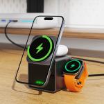 Statie de incarcare 3-in-1 Acefast E34, Compatibil cu MagSafe, Putere maxima 22.5W, 3A, Cablu USB-C integrat, Gri 7 - lerato.ro