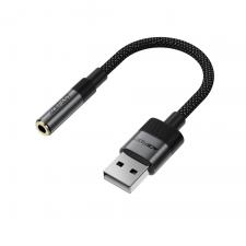 Adaptor audio Acefast J13, USB-A la Jack 3.5mm mama, Lungime 15cm, Negru