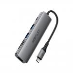 Adaptor Hub 6-in-1 Acefast J18, USB-C la 1x USB-C, 2x USB-A 3.0, 1x HDMI, 1x SD, 1x MicroSD, 90W, 4K / 60Hz, 5Gbps, Gri 2 - lerato.ro