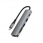 Adaptor Hub 6-in-1 Acefast J18, USB-C la 1x USB-C, 2x USB-A 3.0, 1x HDMI, 1x SD, 1x MicroSD, 90W, 4K / 60Hz, 5Gbps, Gri 7 - lerato.ro