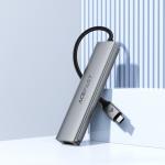Adaptor Hub 5-in-1 Acefast J16, USB-C la 1x USB-C, 3x USB-A 3.0, 1x HDMI, 90W, 4K / 60Hz, 5Gbps, Gri 9 - lerato.ro