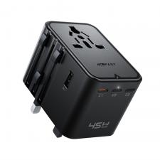 Adaptor retea Acefast Z8, 3x USB-C, 2x USB-A, 2500W, Compatibil cu prize EU/UK/US/AU, Negru
