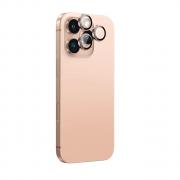 Folie sticla AmazingThing AR din aluminiu cu 3 lentile si rama pentru camera compatibil cu Iphone 16 Pro / Iphone 16 Pro Max Rose Gold
