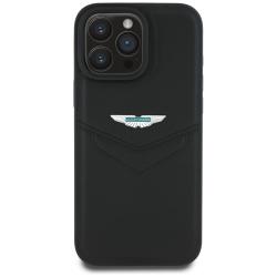Carcasa Aston Martin HC Leather Victory Design compatibila cu iPhone 16 Pro, Negru