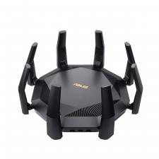 Router Gaming ASUS RT-AX89X, AX6000, 8x8 Dual-Band, Quad-Core 2.2GHz CPU, 256MB/1GB Flash/RAM, 10G port, SFP port, AiProtection Pro, VPN, IPTV, OFDMA, MU-MIMO, AiMesh, Negru