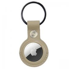 Leather Style, Husa de protectie din piele Audi compatibila cu cu Apple AirTag, Bej, lerato.ro