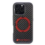 Carcasa Audi Carbon Fiber Sport Red Circle cu MagSafe compatibila cu iPhone 16 Pro, Negru 2 - lerato.ro