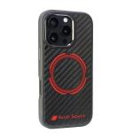 Carcasa Audi Carbon Fiber Sport Red Circle cu MagSafe compatibila cu iPhone 16 Pro, Negru 3 - lerato.ro