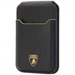 Portofel din piele naturala Lamborghini D1, Compatibil MagSafe, Negru / Verde 2 - lerato.ro