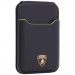 Portofel din piele naturala Lamborghini D1, Compatibil MagSafe, Negru / Verde 3 - lerato.ro