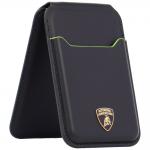 Portofel din piele naturala Lamborghini D1, Compatibil MagSafe, Negru / Verde 7 - lerato.ro
