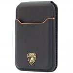 Portofel din piele naturala Lamborghini D1, Compatibil MagSafe, Negru / Portocaliu 2 - lerato.ro