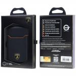 Portofel din piele naturala Lamborghini D1, Compatibil MagSafe, Negru / Portocaliu 6 - lerato.ro