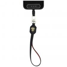 Snur telefon, Snur din piele pentru carcase Lamborghini D1, Negru / Portocaliu, lerato.ro