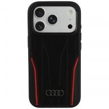 Husa Audi R8 Genuine Leather cu MagSafe compatibila cu iPhone 18 Pro / 17 Pro, Negru / Rosu