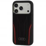 Husa Audi R8 Genuine Leather cu MagSafe compatibila cu iPhone 18 Pro / 17 Pro, Negru / Rosu 4 - lerato.ro