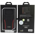 Husa Audi R8 Genuine Leather cu MagSafe compatibila cu iPhone 18 Pro / 17 Pro, Negru / Rosu 6 - lerato.ro