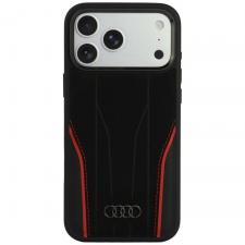 Husa Audi R8 Genuine Leather cu MagSafe compatibila cu iPhone 18 Pro Max / 17 Pro Max, Negru / Rosu