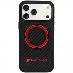 Husa Audi RSQ Carbon Fiber Sport Red Circle cu MagSafe compatibila cu iPhone 18 Pro Max / 17 Pro Max, Negru 2 - lerato.ro