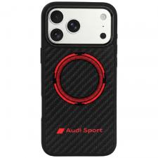 Husa Audi RSQ Carbon Fiber Sport Red Circle cu MagSafe compatibila cu iPhone 18 Pro Max / 17 Pro Max, Negru