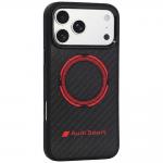 Husa Audi RSQ Carbon Fiber Sport Red Circle cu MagSafe compatibila cu iPhone 18 Pro Max / 17 Pro Max, Negru 4 - lerato.ro