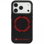 Husa Audi RSQ Carbon Fiber Sport Red Circle cu MagSafe compatibila cu iPhone 18 Pro / 17 Pro, Negru 2 - lerato.ro