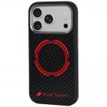 Husa Audi RSQ Carbon Fiber Sport Red Circle cu MagSafe compatibila cu iPhone 18 Pro / 17 Pro, Negru 4 - lerato.ro