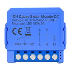 Comutator Smart Avatto ZWSM16-DC-1, ZigBee, 1 canal cu contact DC fata tensiune, 5A, WiFi, Albastru