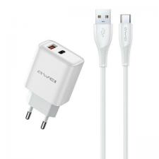 Incarcator retea Awei PD81T, 22.5W, 1xUSB-A, 1xUSB-C, 1xCablu USB-C, 1xCablu USB-A, Alb