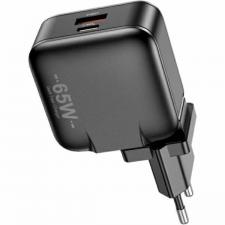 Incarcator retea Awei PD55-EU, 65W, 3A, 1xUSB-C, 1xUSB-A, Quick Charge 3.0, Negru