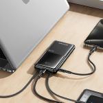 Baterie externa AWEI P76K, 10000 mAh, 22.5W, 3A, 1x Port USB-C, 1x Cablu USB-C, 1x Cablu Lightning, Negru 4 - lerato.ro