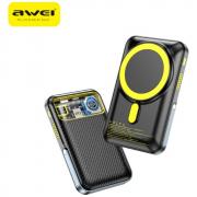 Baterie externa 10000 mAh Awei PA-10 cu MagSafe, 15W, 3A, Incarcare Wireless, Port USB-C, Negru