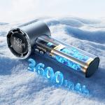 Ventilator portabil Awei F38 Mini, 13500 rpm, Flux aer 10.5m/s, 3600 mAh, Autonomie 10h, 100 viteze, USB-C, Albastru 6 - lerato.ro