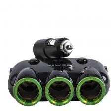 Accesorii Auto / Moto / Bicicleta, Incarcator si splitter auto AWEI C-353, 3x priza auto, 2x USB-A, 10A, 120W, Negru, lerato.ro