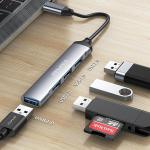 Hub multifunctional 4in1 AWEI CL-150T USB-C la 4xUSB 2.0, Gri 4 - lerato.ro